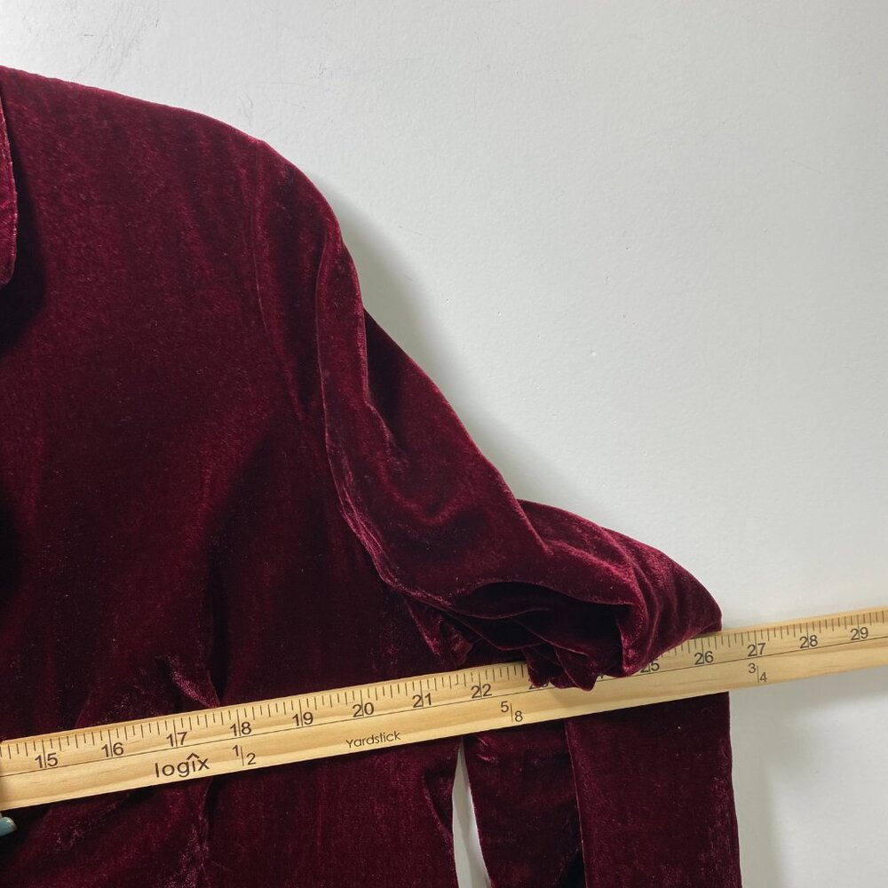 Axcess Velvet Velour Y2K Pockets Holiday Party Blazer Womens 14 Red Gold Button - Picture 5 of 9
